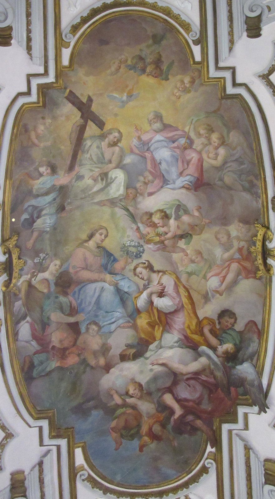Katharinas himmlische Krönung durch Maria, um 1740, im Oratorium Santa Caterina d'Alessandria all'Olivella in Palermo