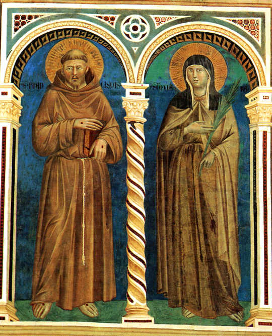 Giotto: Franziskus und Klara, Fresko, 1279 - 1300, in der Oberen Basilika San Francesco in Assisi