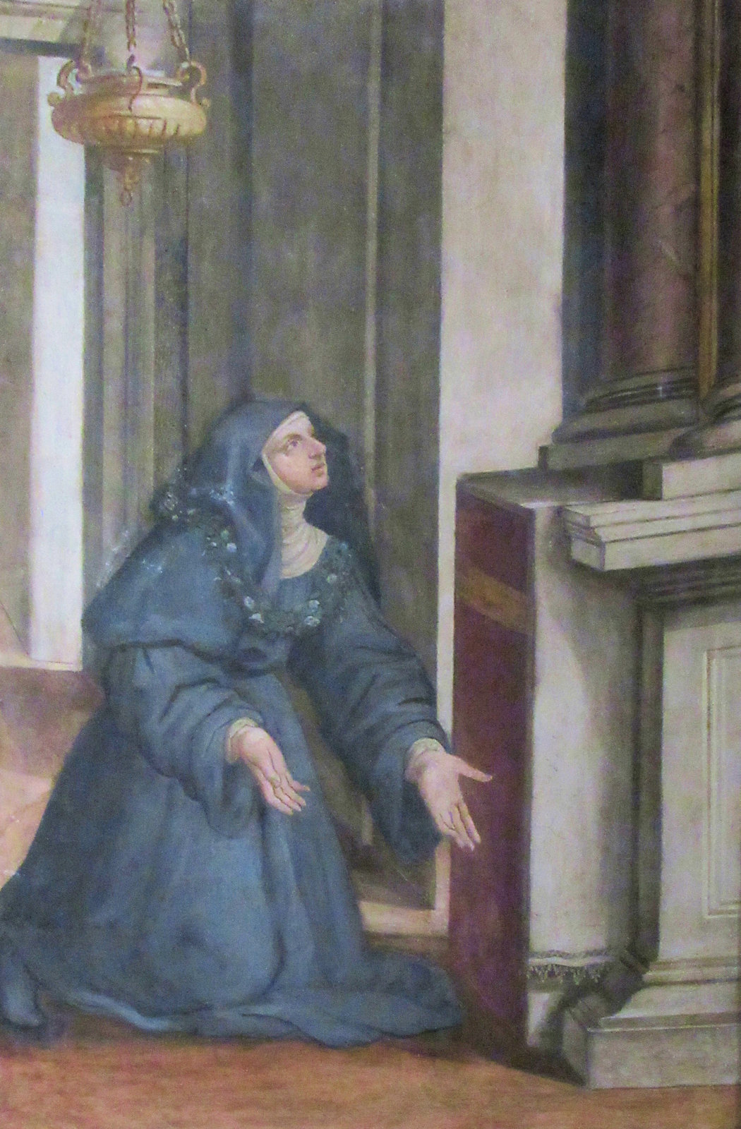 Fresko: Klara betet, um 1750, in der Kirche Sant'Agostino in Rom
