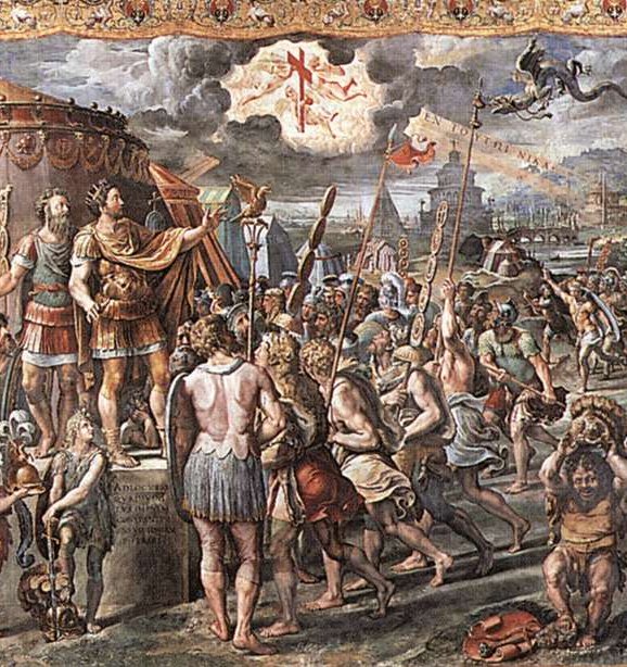 Raffael: Die Vision des Konstantin: 'In hoc signo vinces'. Stanzen im Vatikan, Sala di Constantino, 1520 - 1525