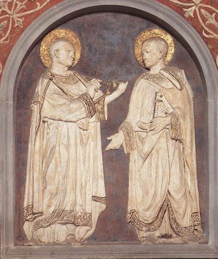 Donatello: Terrakotta-Relief, 1428 - 35, in der Alten Sakristei der Kirche San Lorenzo in Florenz