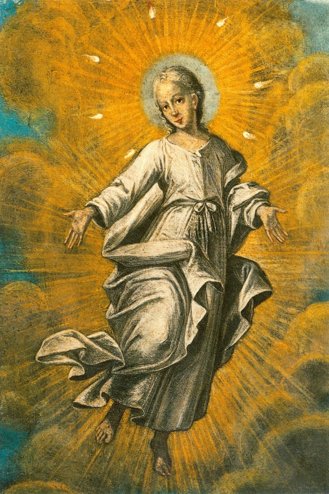 Joseph Ruffini: Heiliger Geist, gemalt nach Anweisungen von Kreszentia Höß, 1728. Das Originalbild wurde 1928 auf kirchliche Anweisung hin verbrannt, hier abgebildet ist eine Kopie, um 1740, in der Gedenkstätte für Kreszentia Höß