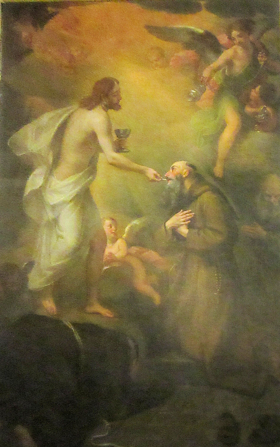 Raffaele Minossi: Laurentius erhält die Gaben der Eucharistie aus der Hand Christi, vor 1805, in der Kirche Santa Maria della Concezione in Rom