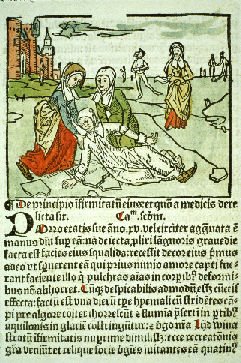 Buchillustration, 1498, aus Johannes Brugmans Lidwina-Biografie, in erster Auflage erschienen 1433