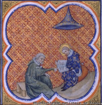 Grandes Chroniques de France, 14. Jahrhundert: Ludwig betet mit einem leprakranken Mönch, Bibliothèque Nationale de France in Paris