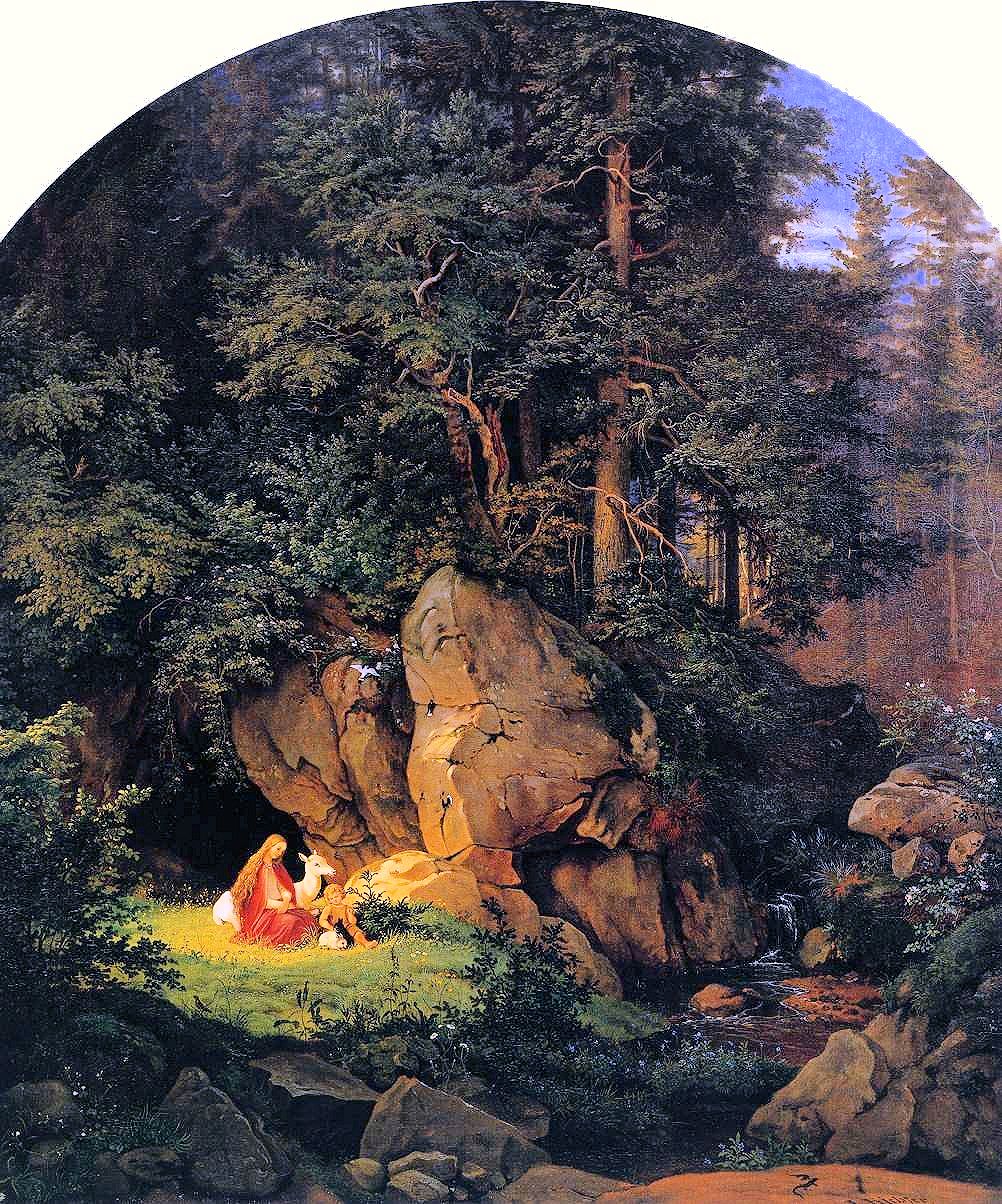 Genoveva allein im Wald, Ölgemälde von 1841, in der Kunsthalle in Hamburg