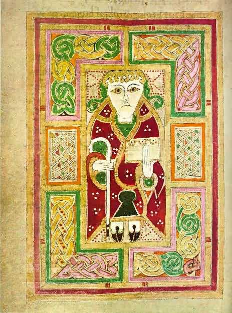 Keltische Illumination aus dem Book of Mac Durnan, 9. Jahrhundert