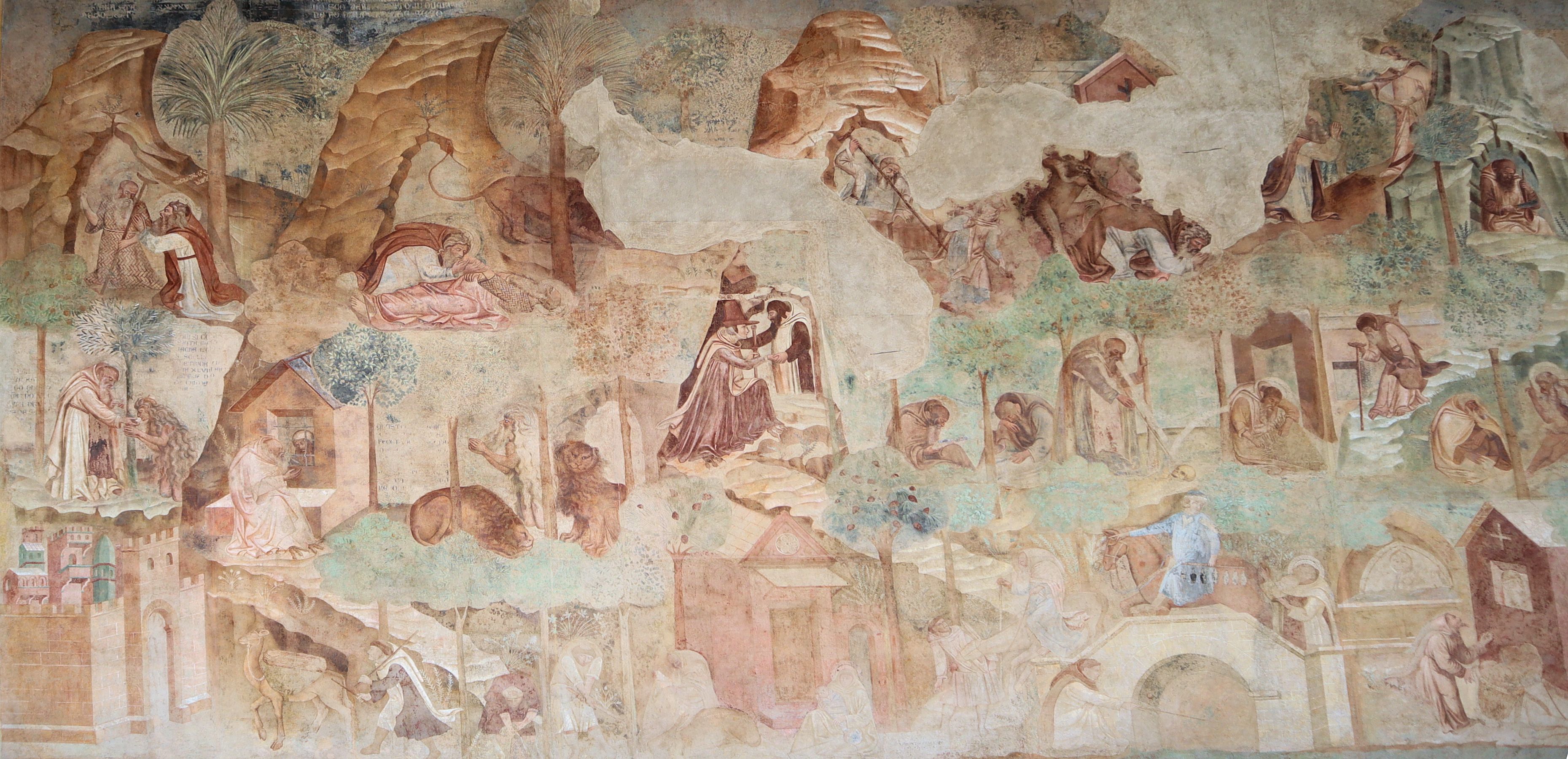 Buonamico Buffalmacco: Das Leben der Wüstenväter, Fresko, um 1336, in den Arkaden des Campo Santo in Pisa