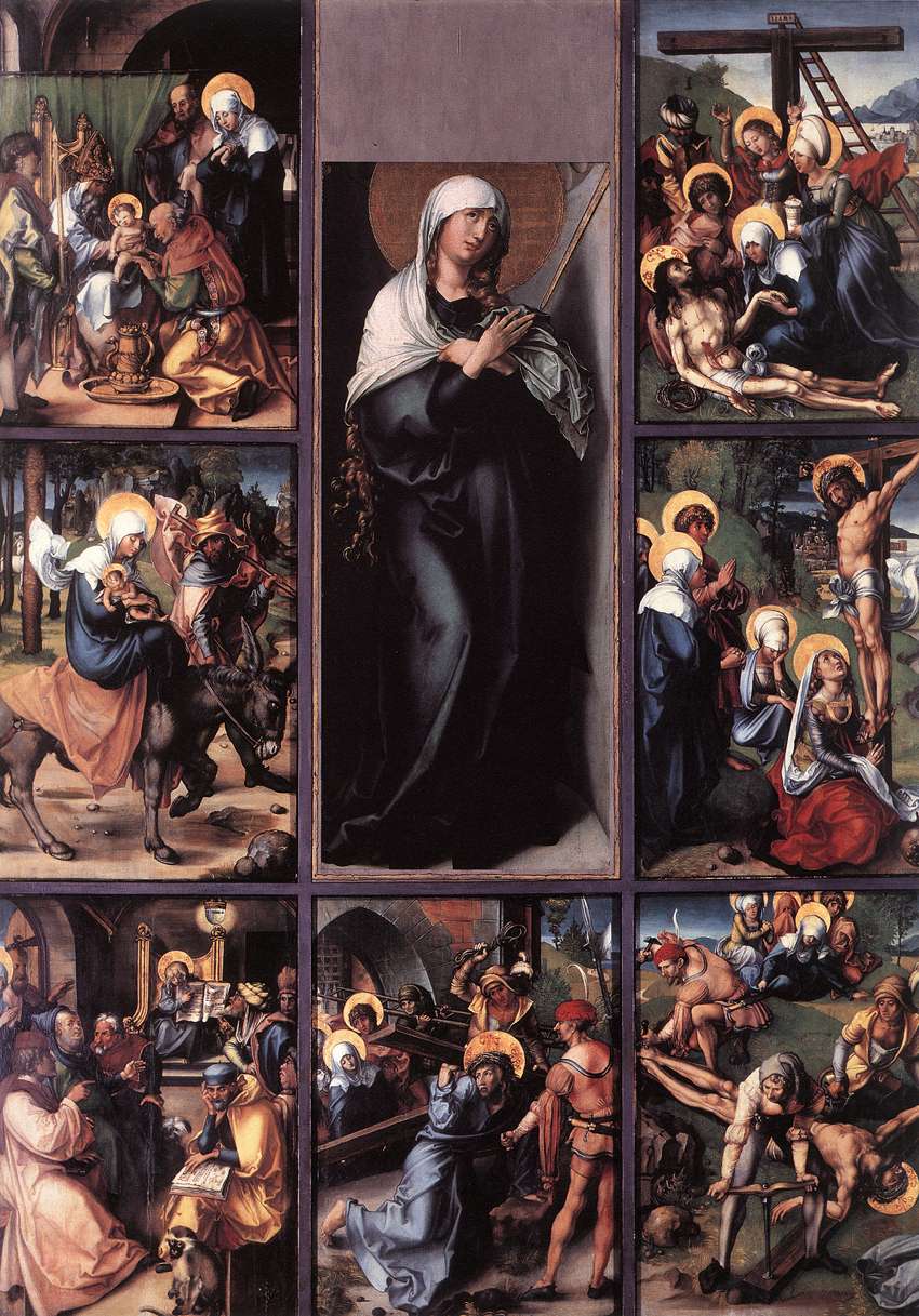Albrecht Dürer: die sieben Schmerzen Mariä, um 1496, in der Alten Pinakothek in München und in der Gemäldegalerie in Dresden