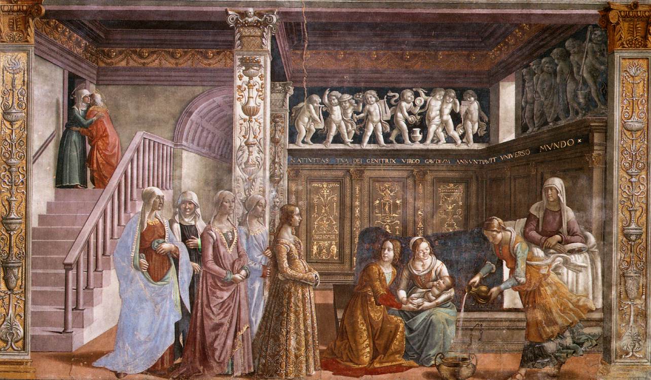 Domenico Ghirlandaio: Fresco, 1486 - 90, in der Tornabuoni-Kapelle der Kirche Santa Maria Novella in Florenz