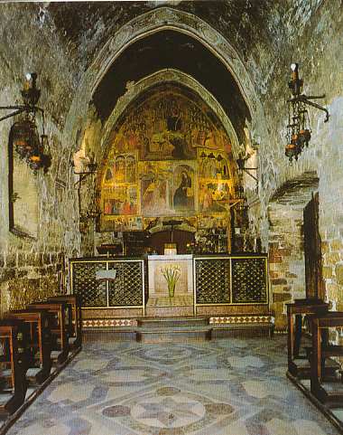 Innenraum des 'Portiuncula'-Kirchleins, heute in der großen Kirche s. Maria degli Angeli unterhalb von Assisi