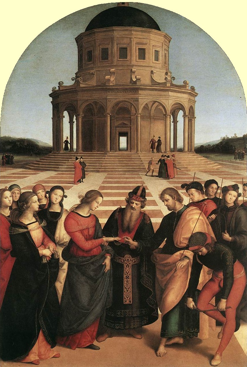Raphael (Raffaello Sanzi): Mariä Verlobung, 1504, ursprünglich in der Kirche San Francesco in Città di Castello, heute in der Pinakothek im Palazzo di Brera in Mailand
