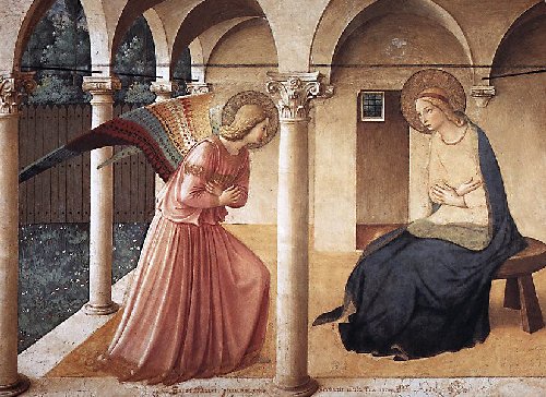 Fra Angelico: Verkündigung an Maria, um 1435/1440, Fresko im Konvent von San Marco in Florenz