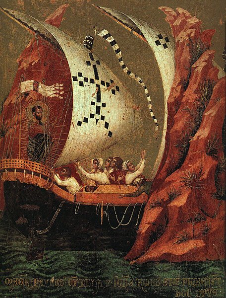 Paolo Veneziano: Die Überführung der Reliquien nach Venedig, 1345, im Dom San Marco in Venedig