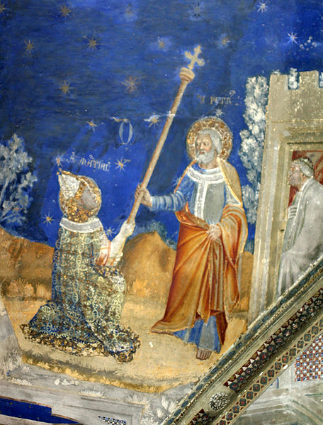 Mattei Giovannetti: Martialis erhält den Bischofsstab aus der Hand von Petrus, 1344/1345, in der Martialis geweihten Kapelle im Papstpalast in Avignon