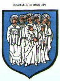 Das Wappen von Kazimierz Biskupi zeigt die fünf Märtyrer