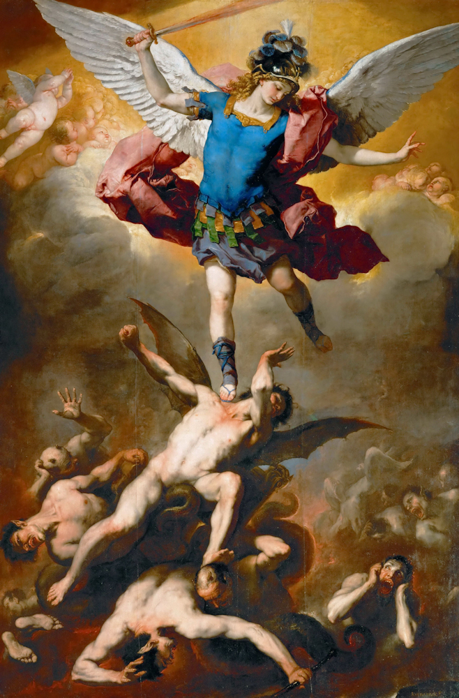 Domenico Beccafumi: Michael bekämpft die gefallenen Engel (1. Mose 6, 1 - 3), um 1524, in der Pinacoteca Nazionale in Siena