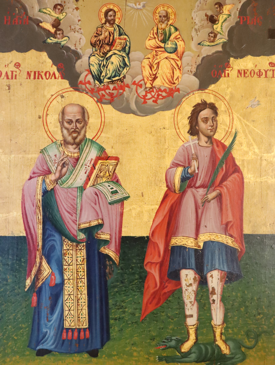 Neophytos (rechts) und Nikolaus, Ikone im Museum des Klosters Agia Triada bei Chania auf Kreta