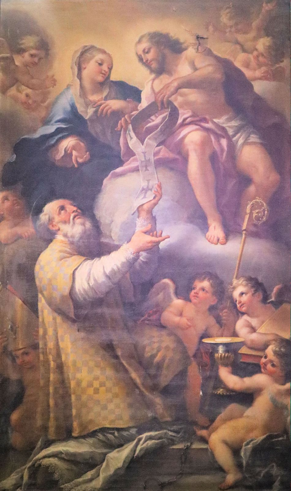 Paolo De Matteis: Nikolaus empfängt die Stola als Bischof, Altarbild, 1695, in der Kathedrale in Neapel