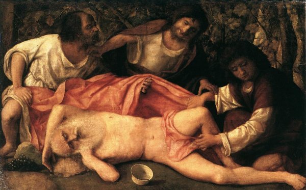 Giovanni Bellini: der betrunkene Noach, um 1515, im Musée des Beaux-Arts in Besançon