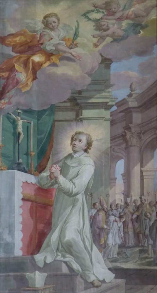 Norbert bittet zu Ursula von Köln um Beistand, Bild in der Ursulakapelle in der Kirche des Prämonstratenserklosters in Innsbruck-Wilten