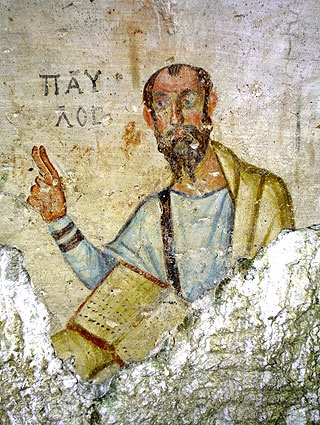 Paulus-Malerei, Ende des 5. Jahrhunderts, in der Paulus-Grotte in Ephesus