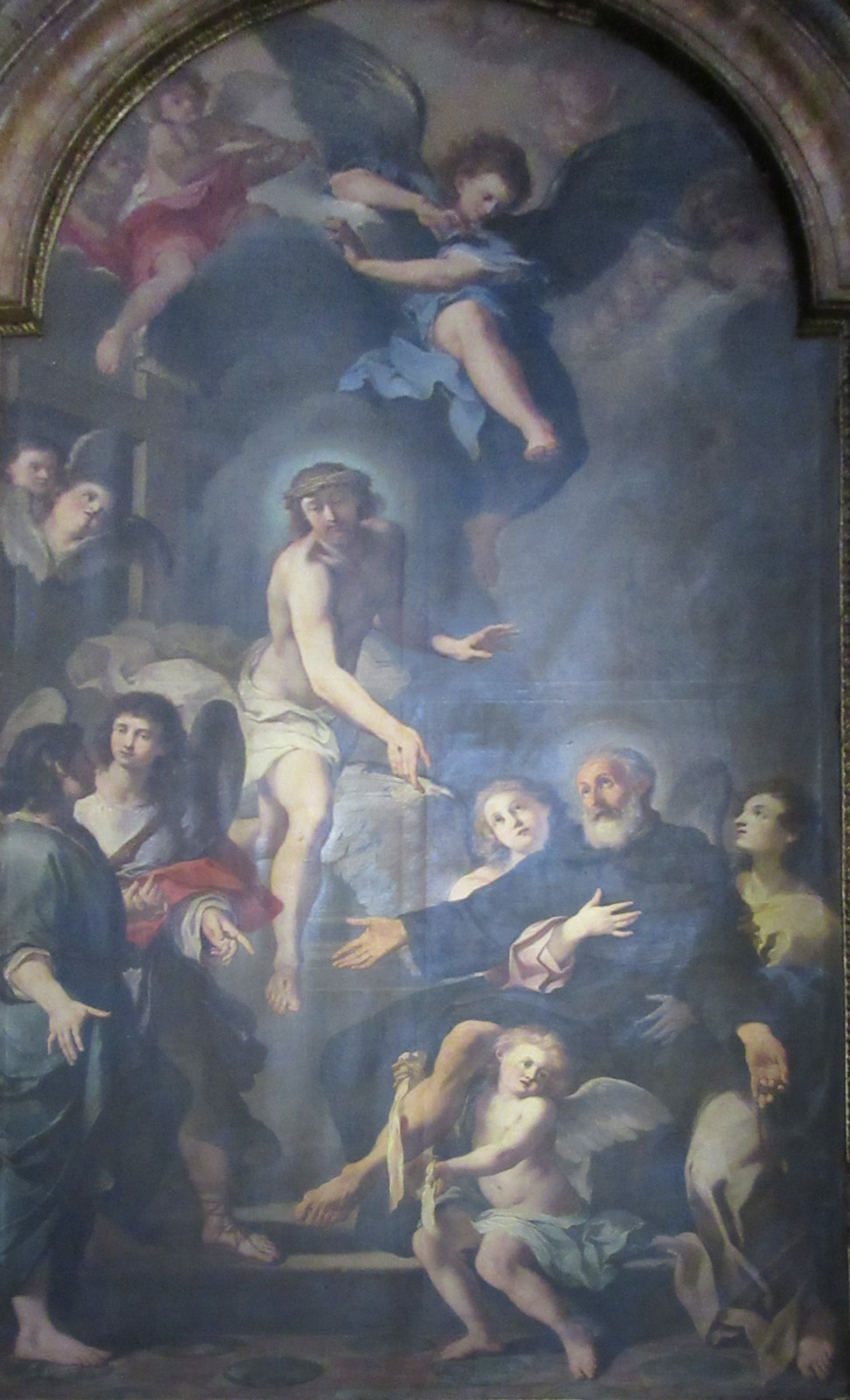 Aureliano Milani: Altarbild, um 1720, in der Peregrinus geweihten Kapelle  in der Kirche San Marcello al Corso in Rom