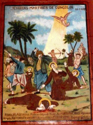 Gemälde in der Kirche in Colva: Das Martyrium der Jesuiten