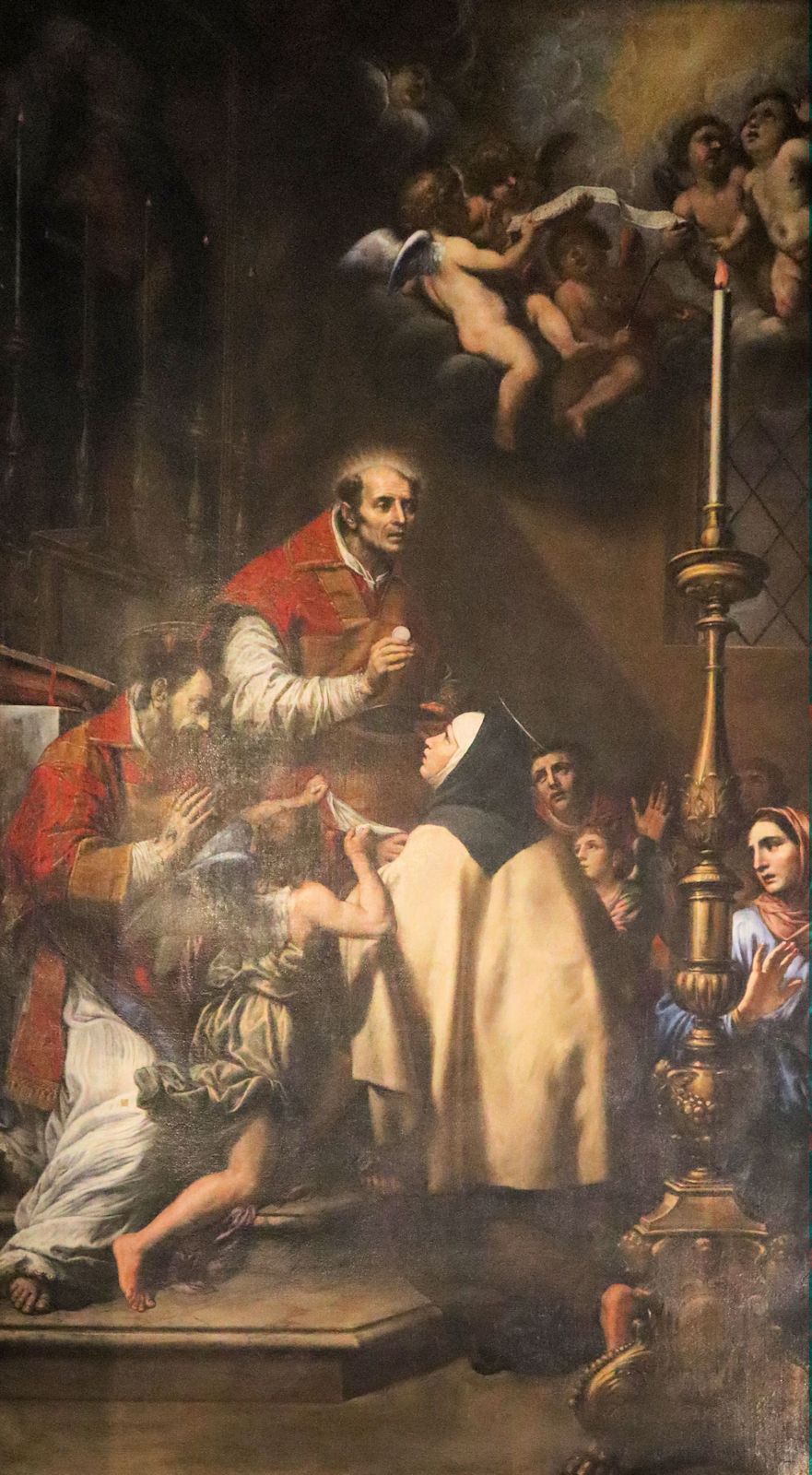 Giovanni Battista Casoni: Petrus reicht Teresa von Ávila die Eucharistie, Altarbild, 1671, im Sanktuarium Madonna del Monte in Genua