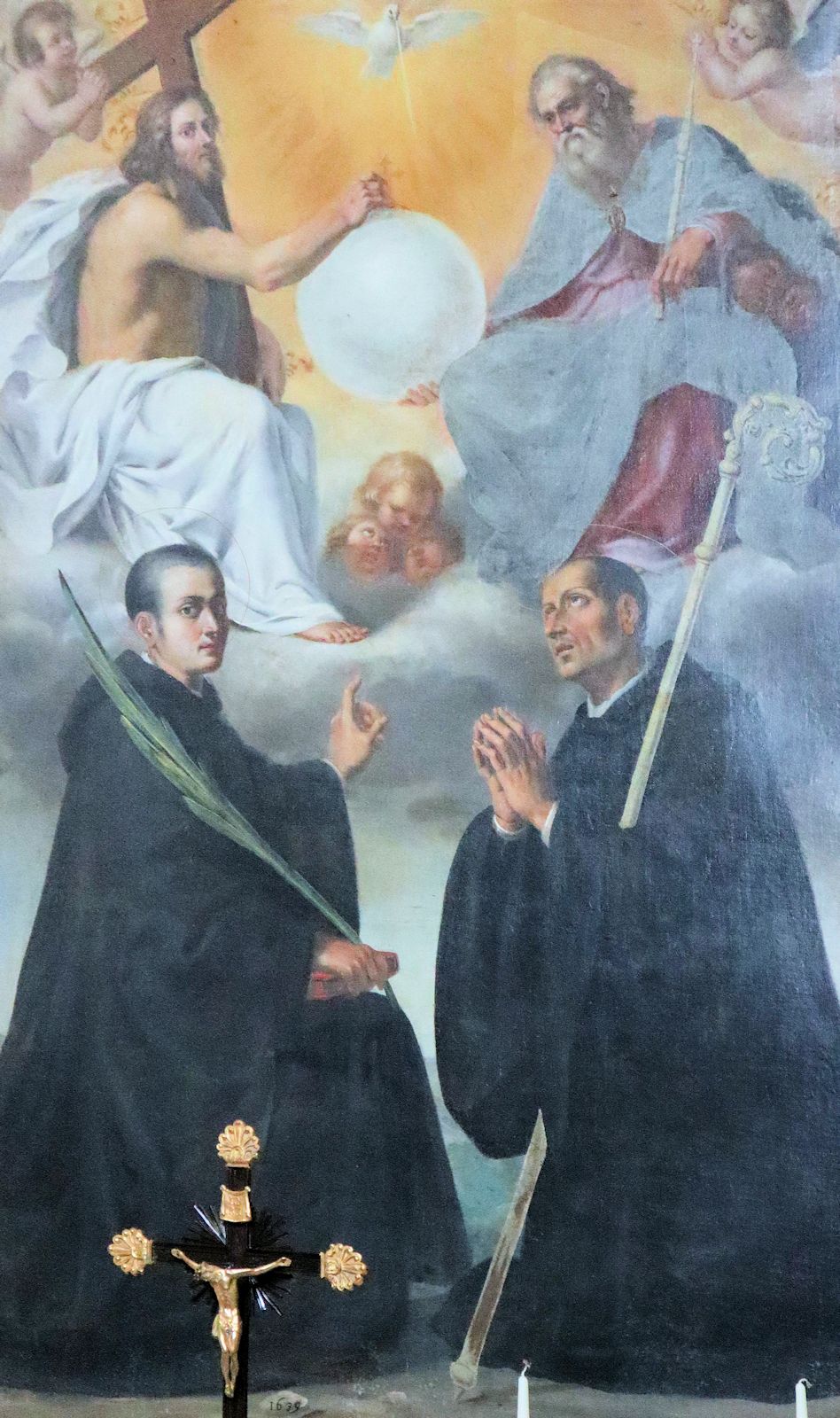 Altarbild: Placidus (links) und Maurus von Subiaco, in der Kathedrale Santa Scolastica bei Subiaco