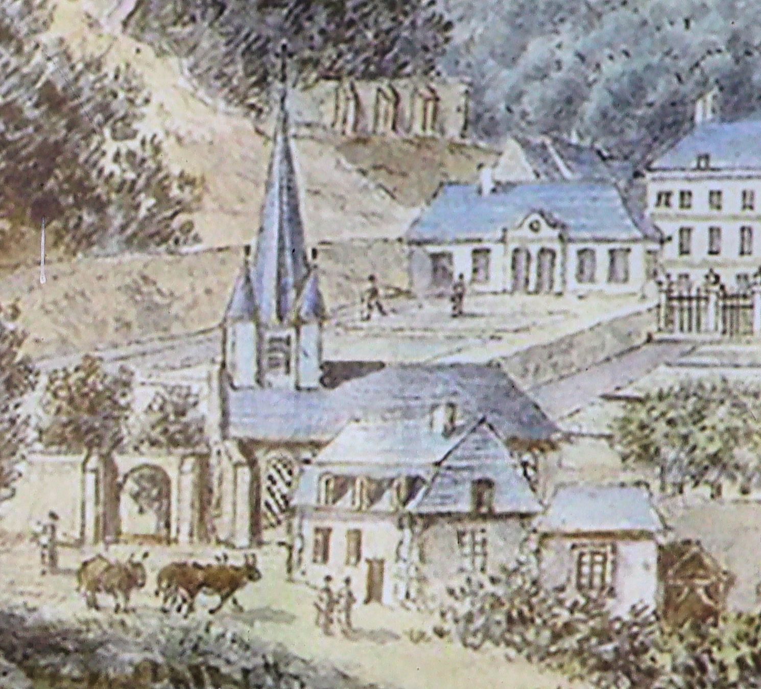kolorierter Kupferstich: Kloster Prémontré, 1787