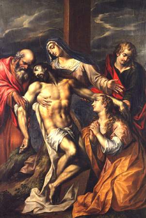 Hendrick de Clerck (1570 - 1629): Praxedis beklagt Christi Tod, in der Kirche Santa Prassede in Todi