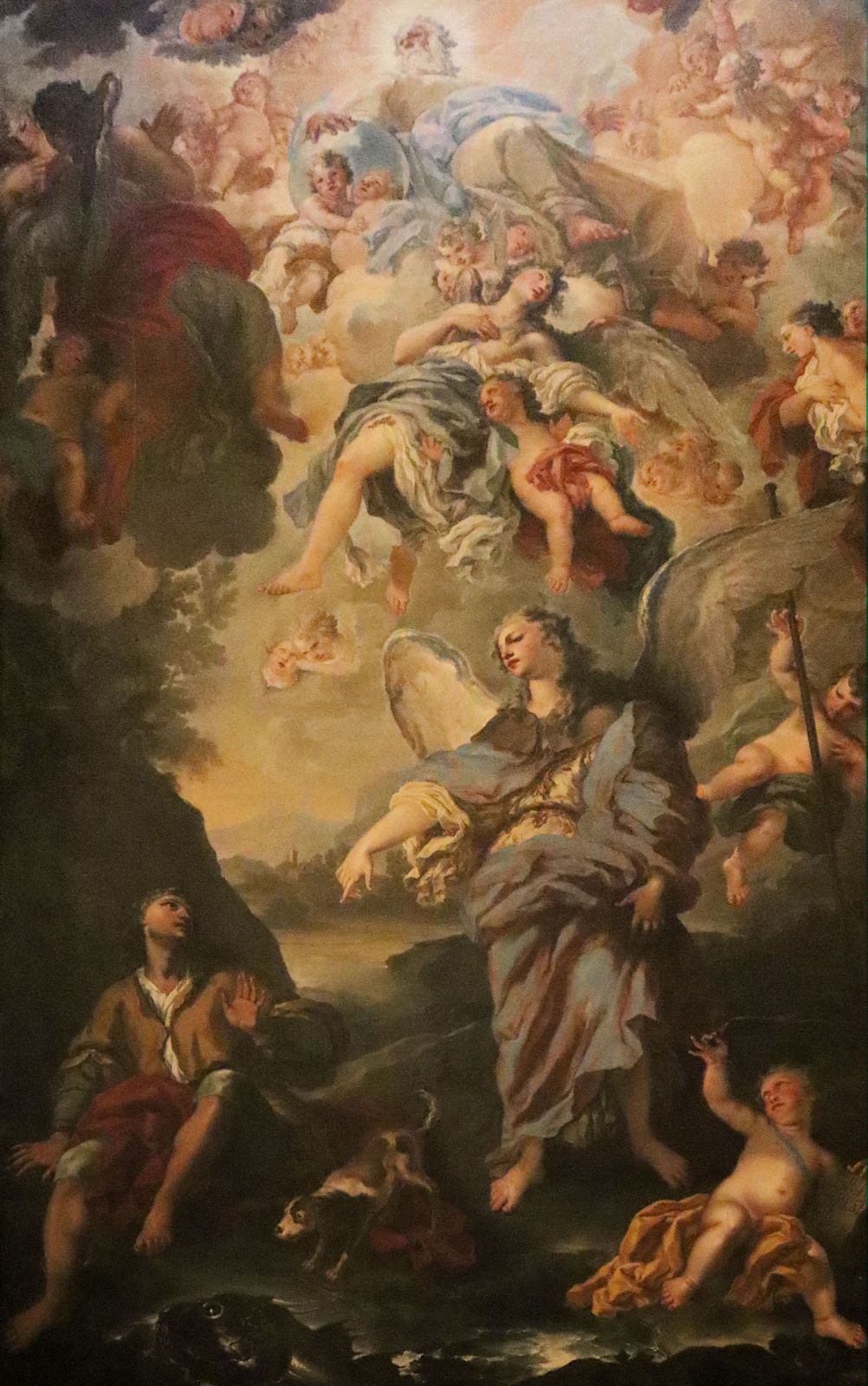 F. Peresi: Raphael erscheint Tobias, Altarbild, 1713, in der Kirche San Giorgio Maggiore in Neapel