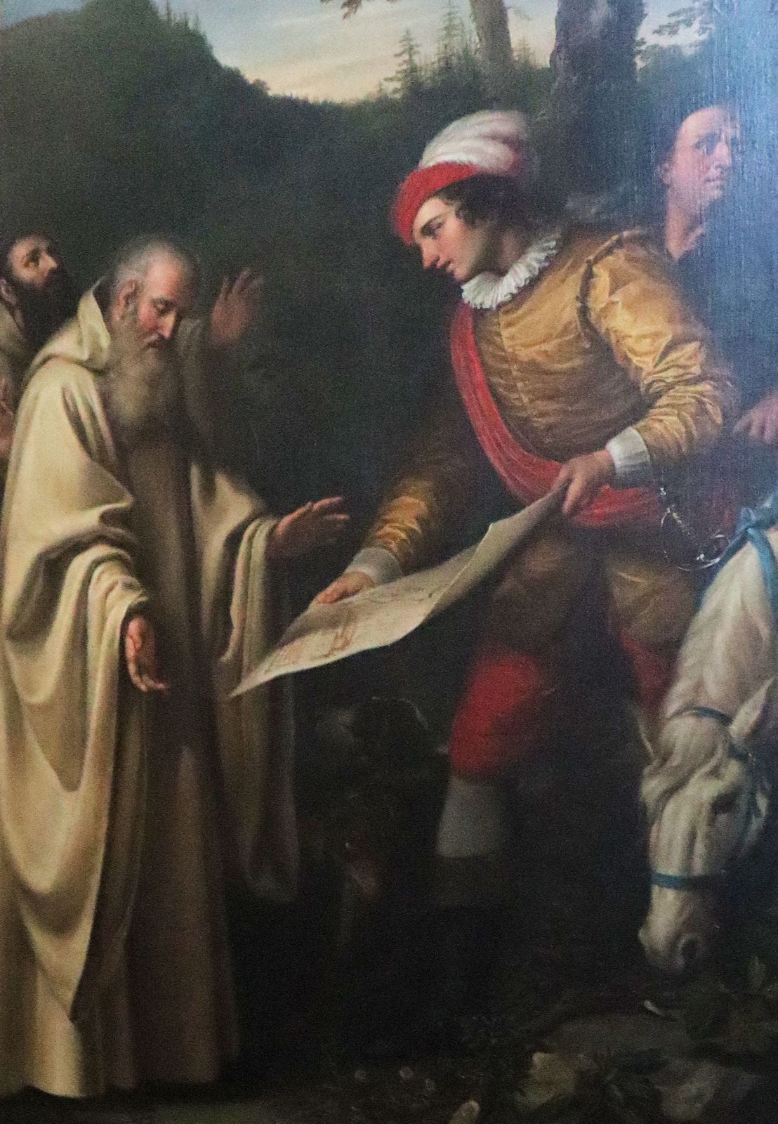 Altarbild: Majolus schenkt Romuald sein Landstück „Campus Maioli”, in der Kirche Santi Donato e Ilariano des Klosters Camaldoli