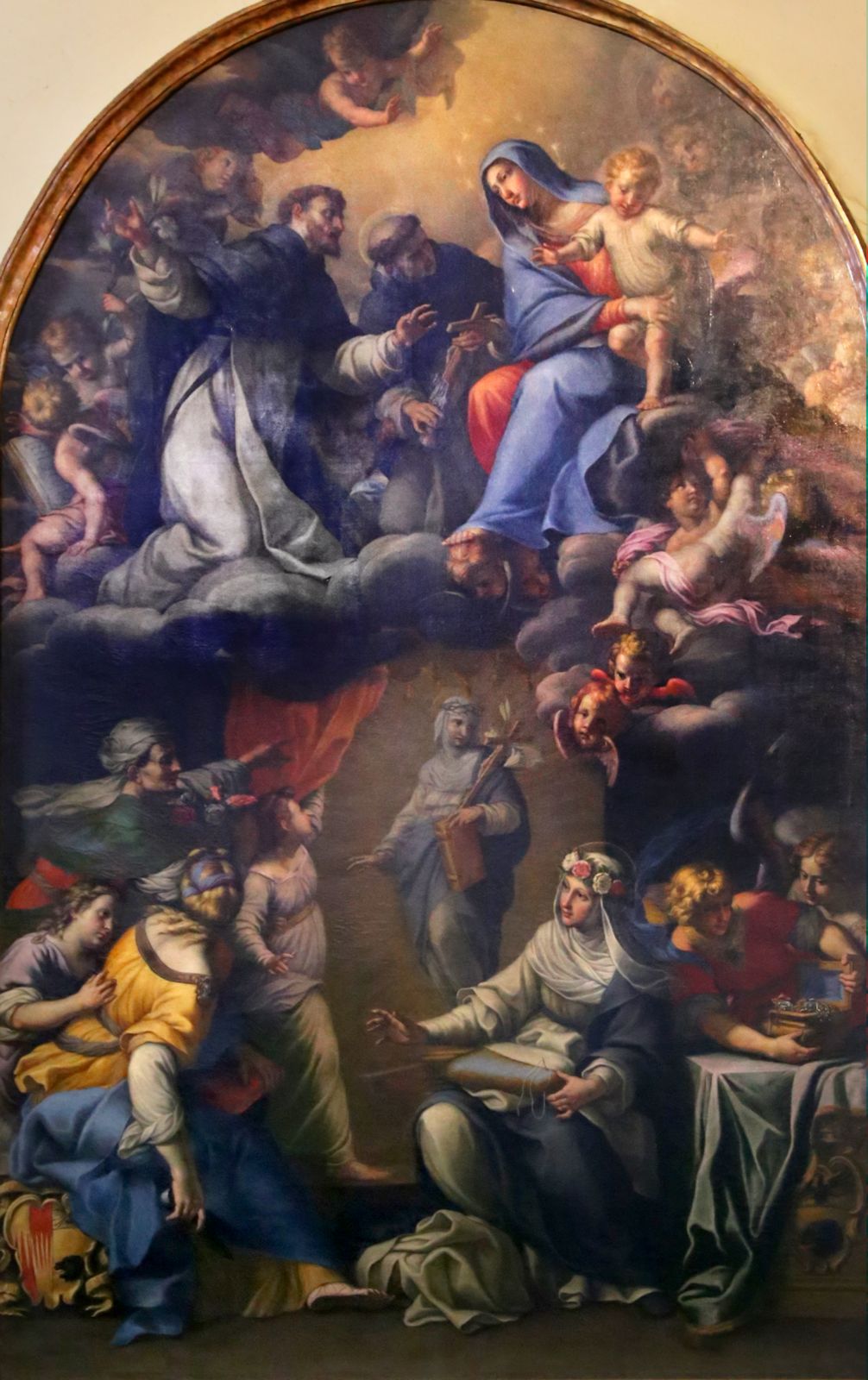 Deifebo Burbarini: Rosa erblickt in einer Vision Katharina von Siena, um 1650, in der Basilika San Domenico in Siena