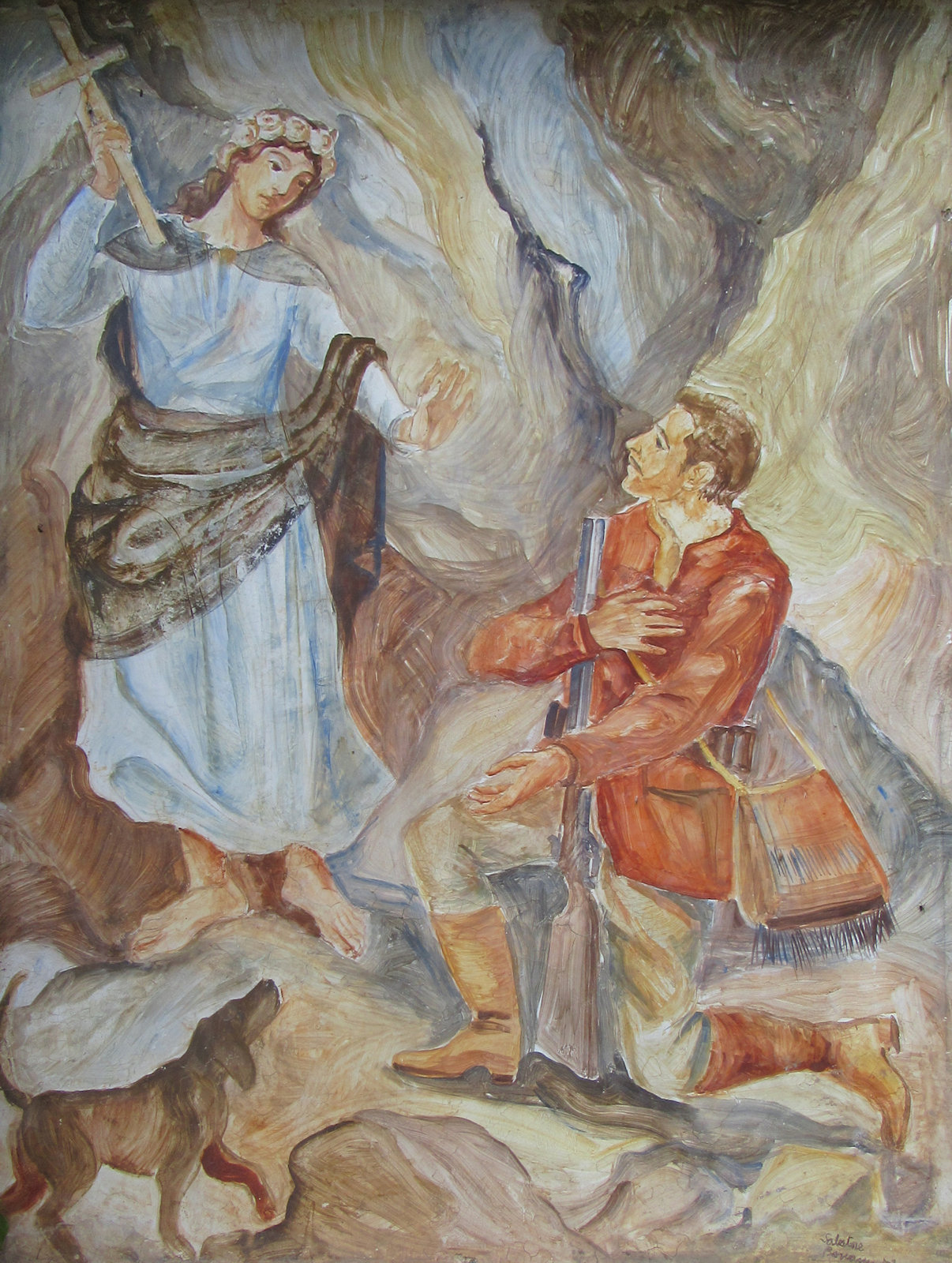 Rosalia erscheint Vincenzo Bonelli, Bild am Eingang zum Santuario Sta Rosalia