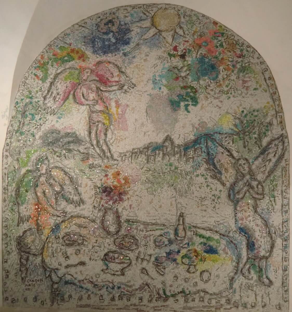 Marc Chagall: „Die Mahlzeit der Engel”, 1975, gefertigt im Auftrag der Schloss- und Weingutbesitzer, in der Roselina geweihten Kapelle des ehemaligen Klosters Celle-Roubaud
