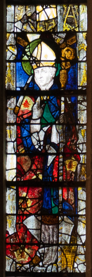 Glasfenster, um 1470 in der Kirche Notre-Dame in Carentan