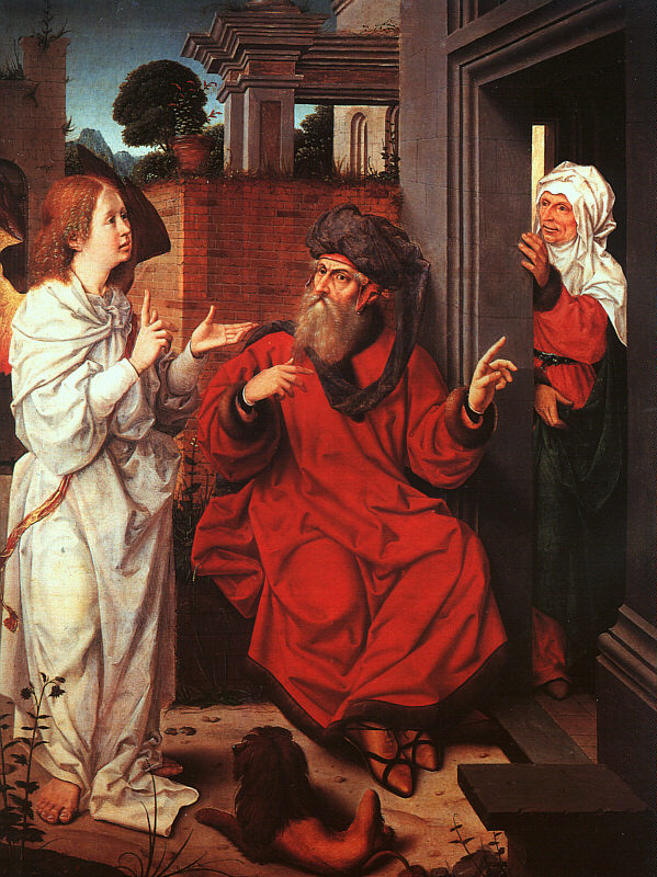 Jan Provost (um 1465 - 1529): Der Engel verkündet Abraham und Sarah die Geburt des so lange ersehnten Sohnes