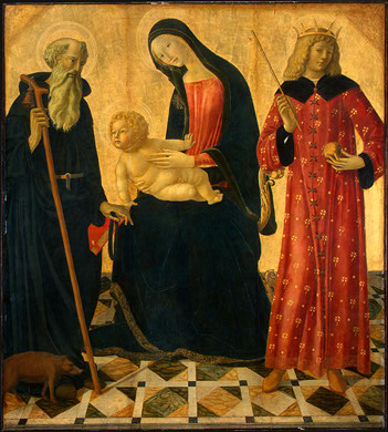 Neroccio de' Landi: Maria mit dem Jesuskind, Antonius dem Großen (links) und Sigismund (rechts), um 1495, National Gallery of Art in Washington