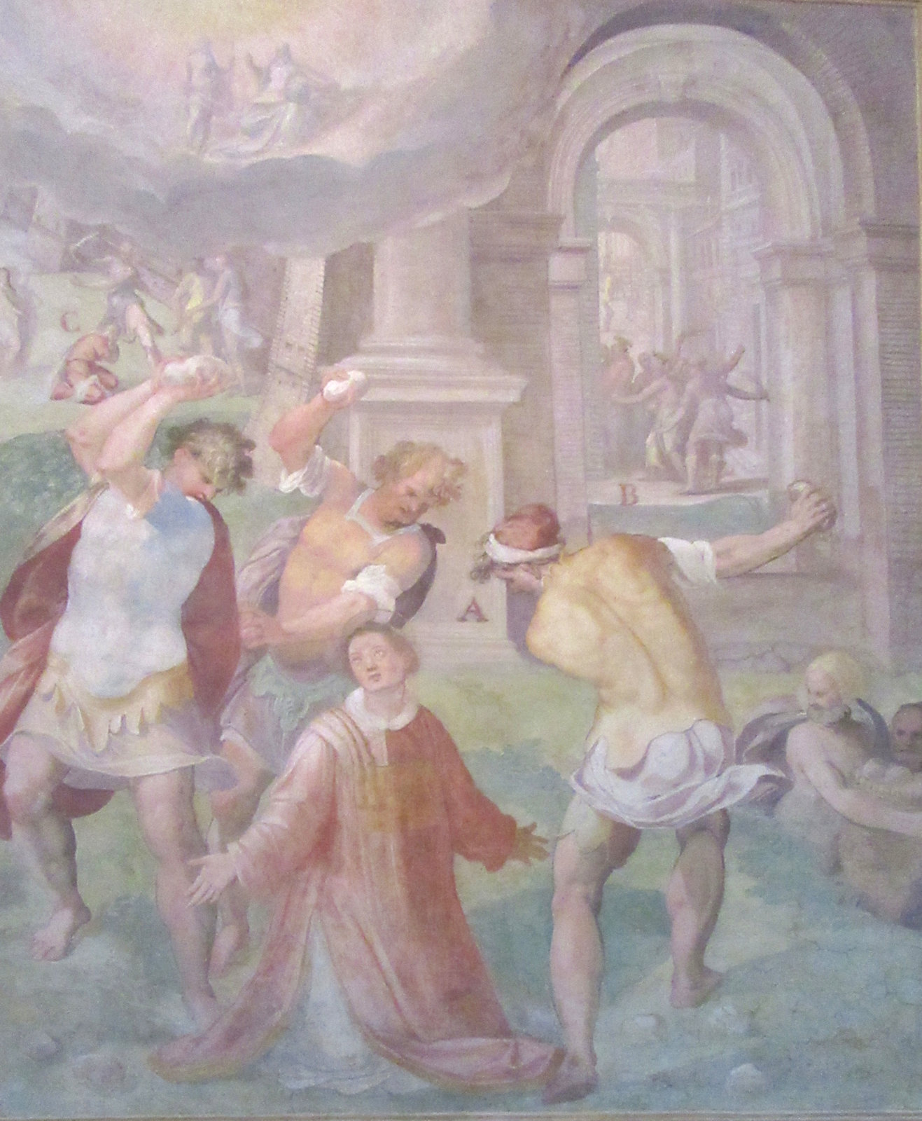 Stephanus' Martyrium, Fresko, um 1600, in der Kirche San Stefano Rotondo in Rom