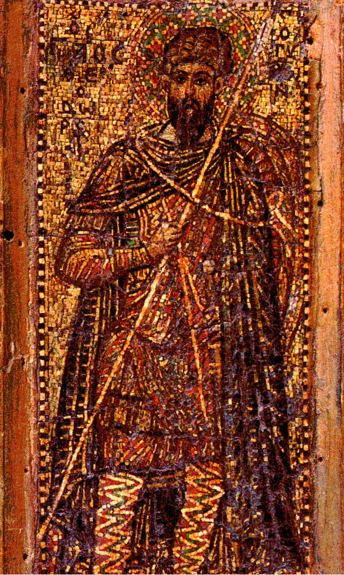 Mosaik aus Konstantinopel: Theodor von Euchaïta, frühes 14. Jahrhundert, im Museo Sacro der Apostolischen Bibliothek im Vatikan