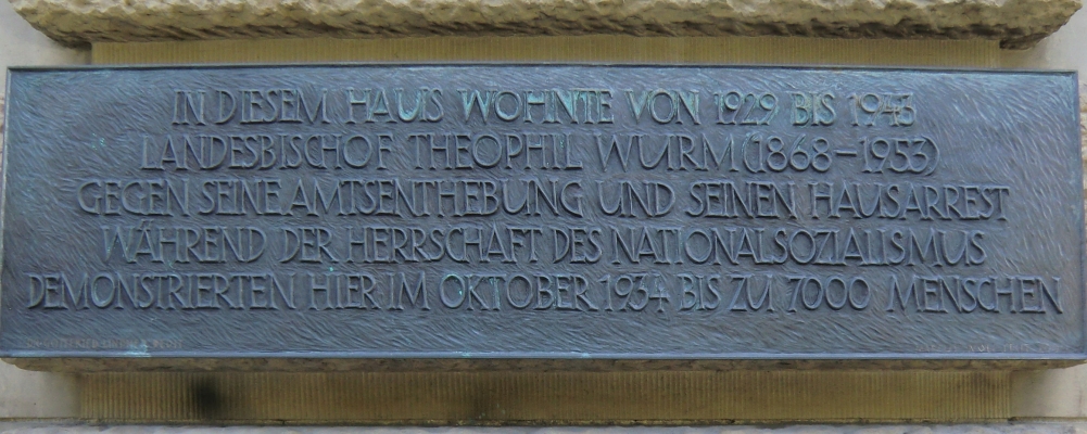 Gedenktafel an Wurms Wohnhaus in Stuttgart