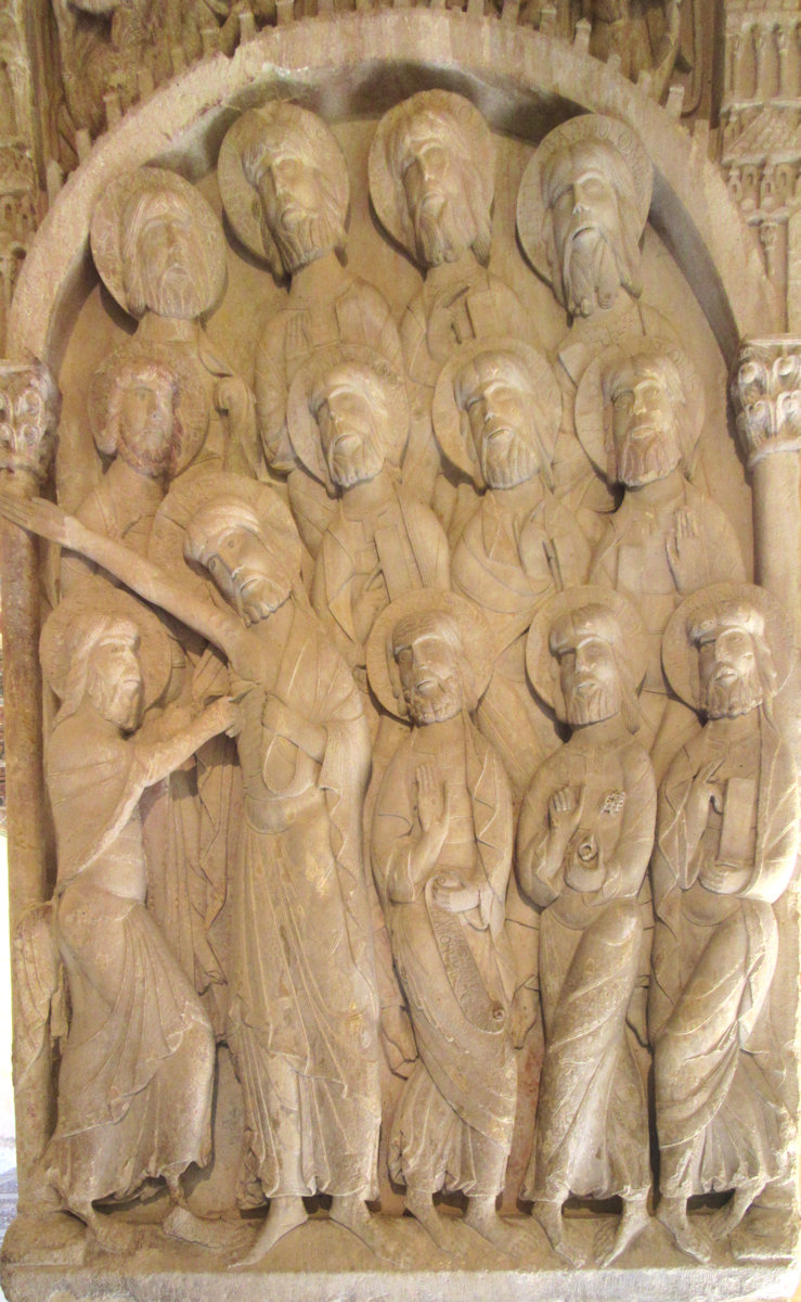 Relief: der zweifelnde Thomas und die Jüngerschar, 11. Jahrhundert, im Kreuzgang des Klosters Santo Domingo de Silos