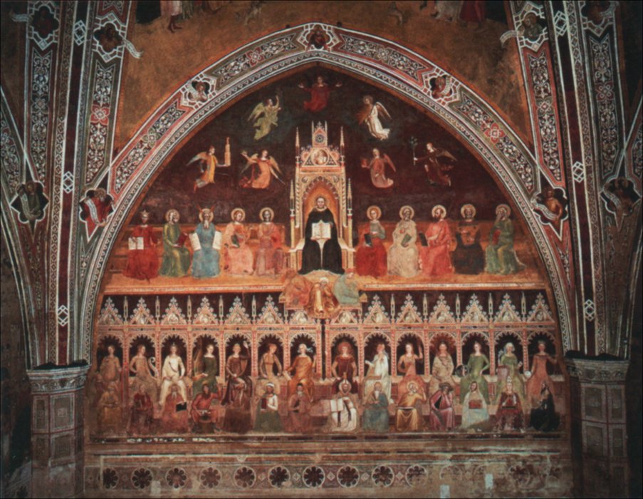 Andrea di Bonaiuto: Tod des Thomas Aquinas, um 1365 - 67 in der 'Spanischen Kapelle' Santa Maria Novella in Florenz