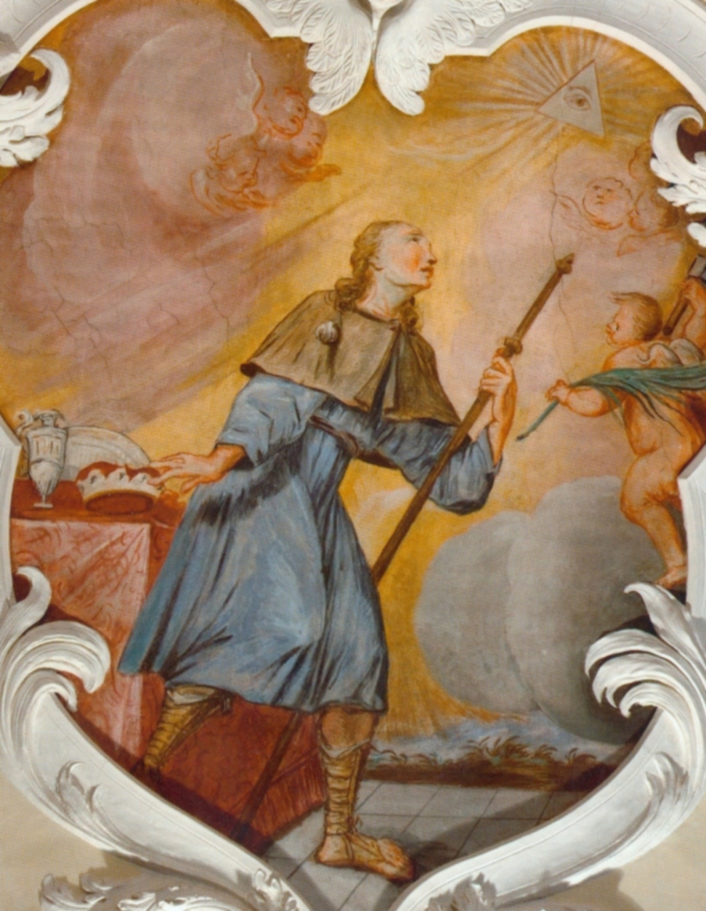 Antonio Francesco Giorgioli: Trudpert bricht auf, 1722, in der Kirche des ehemaligen Klosters St. Trudpert