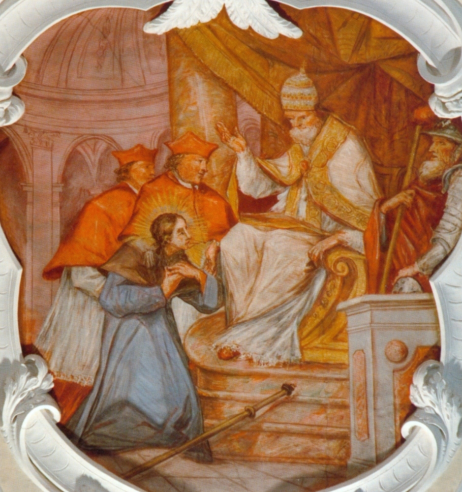 Antonio Francesco Giorgioli: Trudpert vor Papst Gregor „dem Großen, 1722, in der Kirche des ehemaligen Klosters St. Trudpert