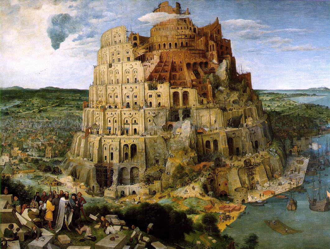 Pieter Breugel der Ältere: der Turmbau zu Babel - er war nach 1. Mose 11, 1 - 9 der Beginn der 'Sprachverwirrung', 1563, im Kunsthistorischen Museum in Wien