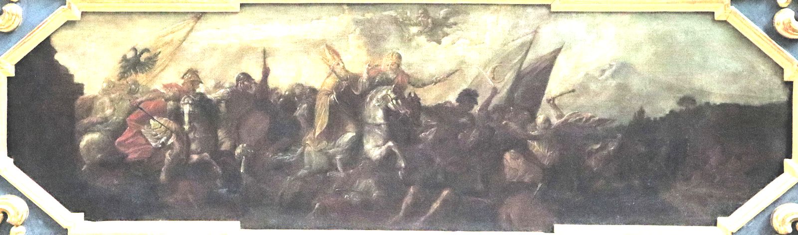 Ulrich bei der Schlacht auf dem Lechfeld, Predella am Ulrichs-Altar in der Basilika St. Ulrich und Afra in Augsburg