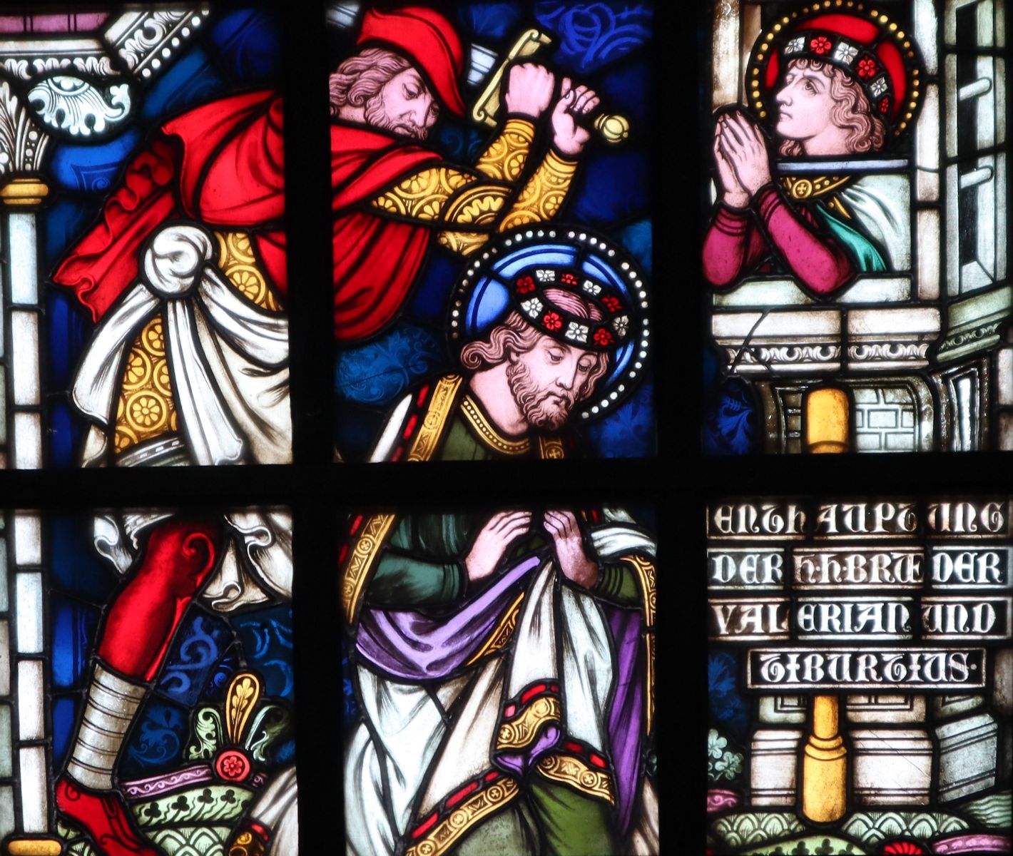 Glasfenster: Valerianus' Martyrium, in der Kirche St. Cäcilia in Regensburg